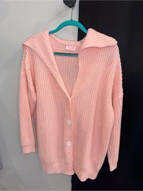 Pink Lily Pink Knit Button-Front Sweater Cardigan